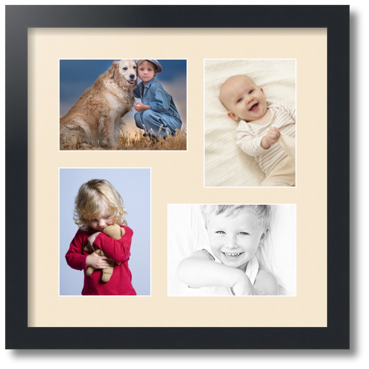 ArtToFrames Collage Photo Picture Frame with 4 - 5x7 inch Openings, Framed in Black with Over 62 Mat Color Options and Plexi Glass (CSM-3926-179)